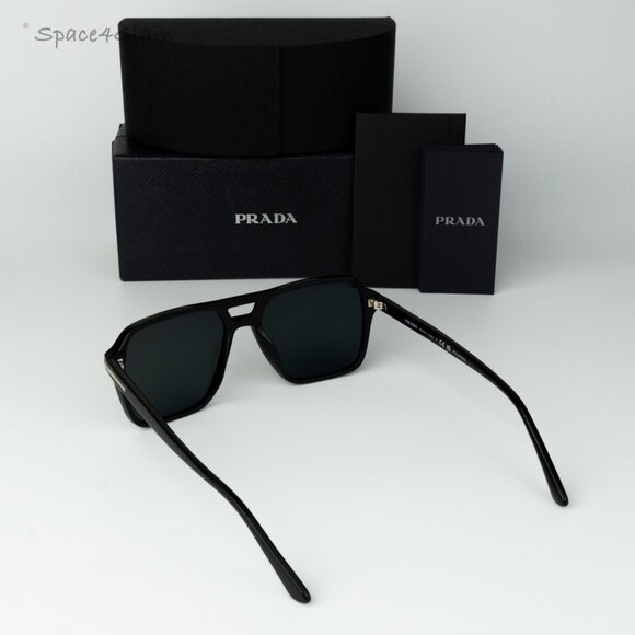 Prada Women Sunglasses Black Green Polarized Pilot PR20YS 1AB03R NEW AUTHENTIC
